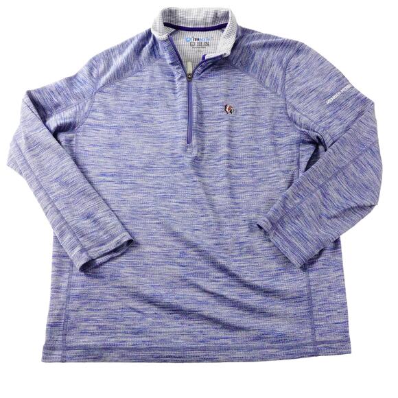 IBKUL Shirt Womens Blue Long Sleeve 1/4 Zip Golf Mock Neck Pullover Large - Picture 1 of 8
